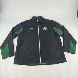 Reebok Minnesota Wild Track Jacket Size L Anorak Black Green Full Zip